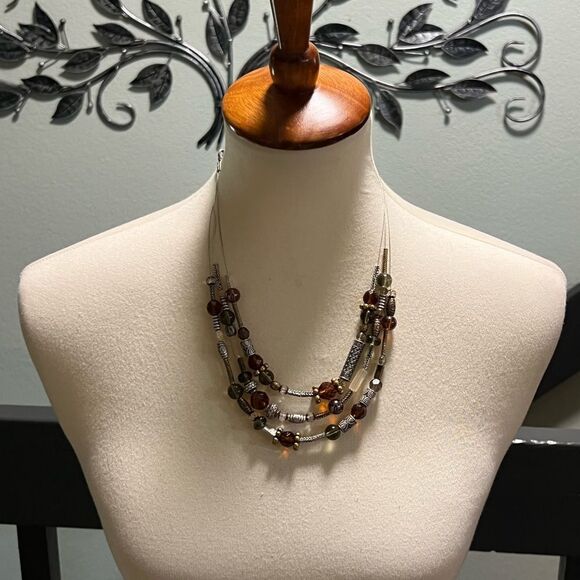 Premier Designs Brown and Silver Multi-Strand Necklace #PDNK2 - Picture 8 of 8
